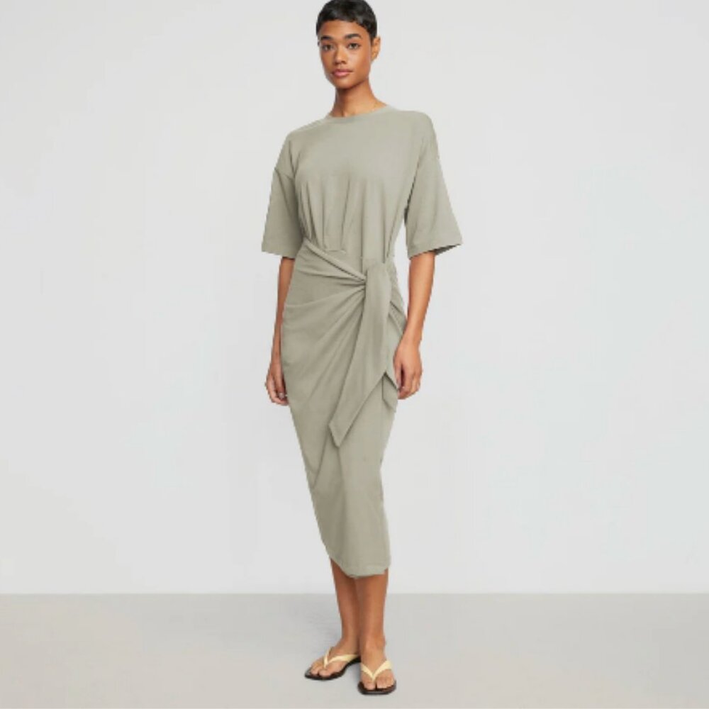 Noa Organic Cotton T-Shirt Wrap Dress in "Thyme," Size Medium - NWOT